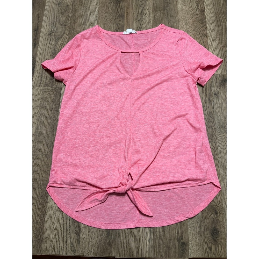 Loverich Shirt, Women's Size Small, Pink, Tie Waist Front, Cut Out